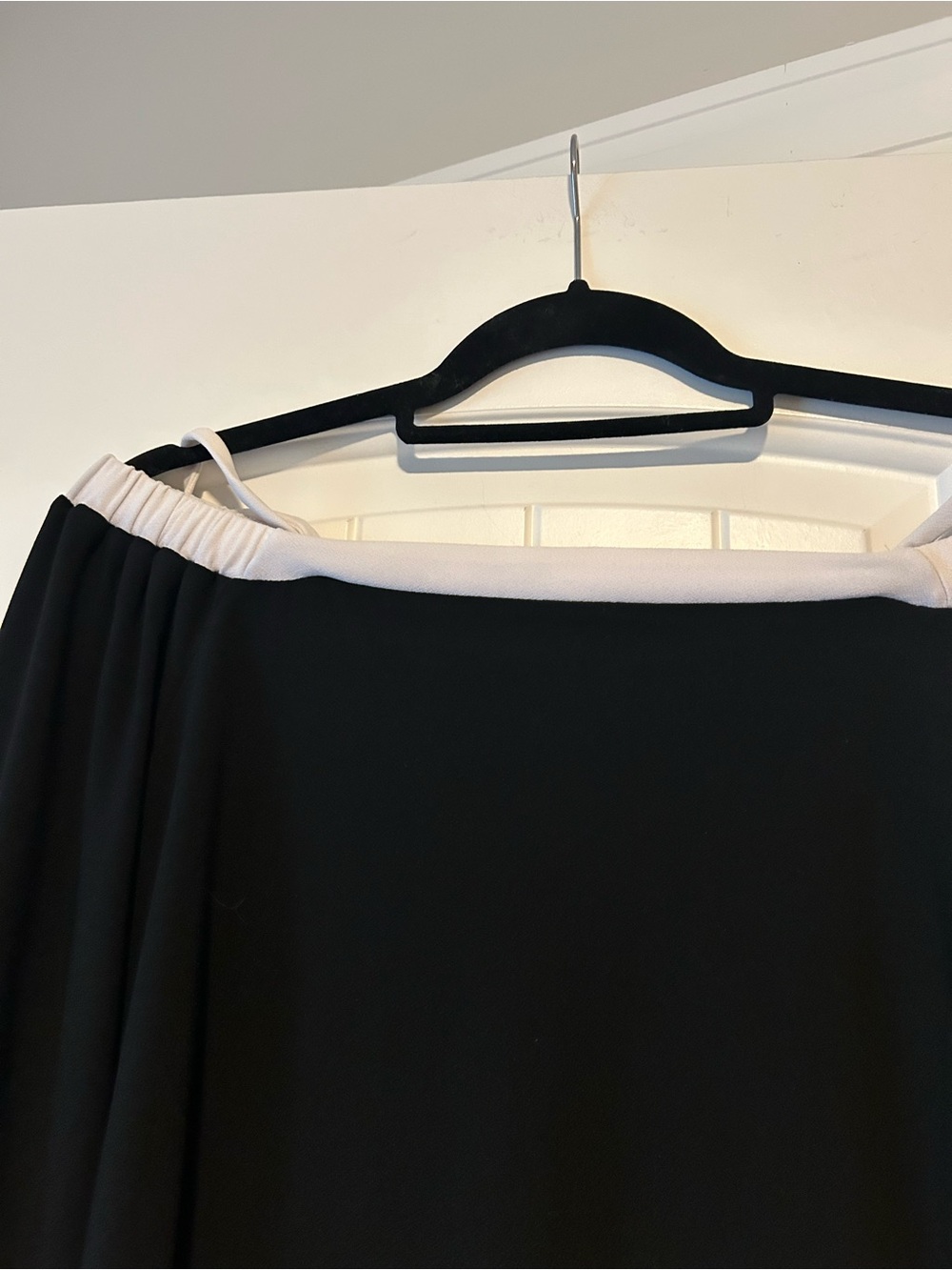 INC Black Off-Shoulder Blouse with Cream Trim - Picture 3 of 8